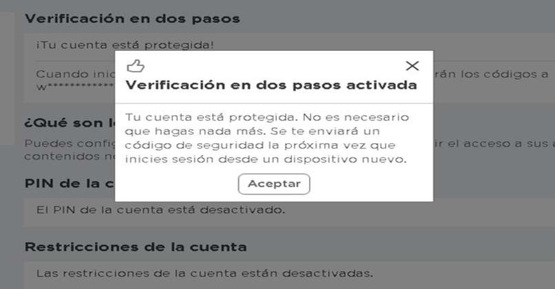 verificacion en dos pasos activa